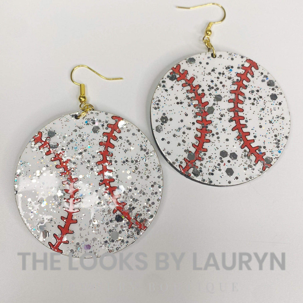 Baseball Glitter Earrings