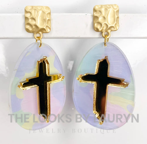 Cross Easter Egg Earrings